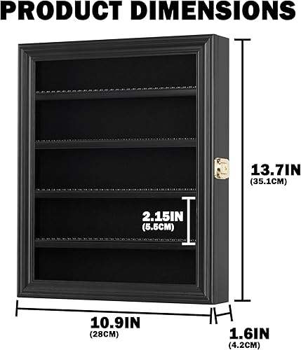 Vista 3 de Block Toy Minifigures Dimensiones vitrina Dedal de pared Gabinete Estantes compatibles con Lego Minifigures Lockalbe Protección UV Puerta Marco Negro