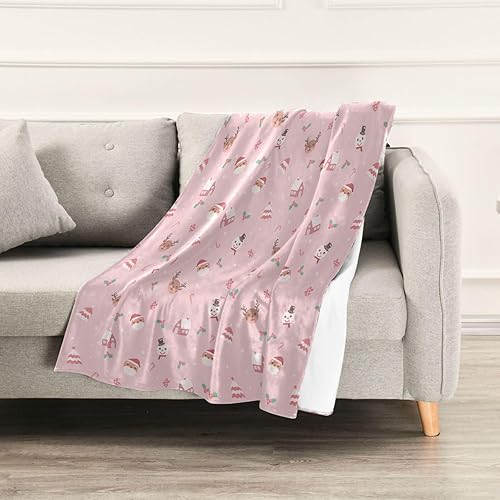 Miniatura 5 de FRODOTGV Christmas Symbol Pattern Pink Fluffy Blanket, Cozy Comfy Throws for Camping, Picnic, Office, Winter Blanket, 60"x90"