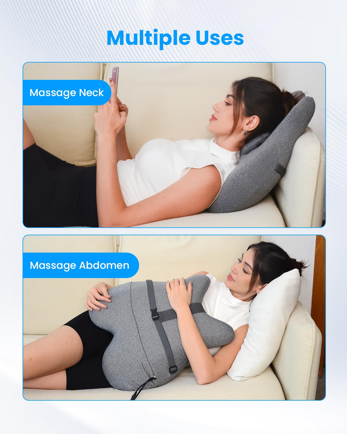COMFIER Masajeador de espalda con calor, cojín de espuma viscoelástica con masaje Shiatsu, soporte lumbar ergonómico con calor de grafeno, masajeador de cuello, regalos para mujeres y hombres