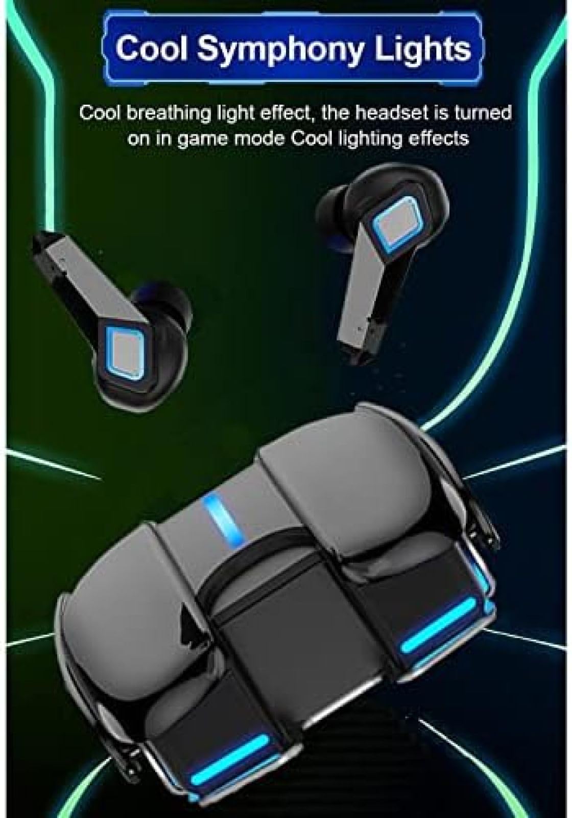 Słuchawki Bluetooth Bezprzewodowe Słuchawki Douszne Dźwięk Stereo Słuchawki Do Gier Douszny Zestaw Słuchawkowy Z Mikrofonem I Etui Ładującym Do Telewizora Smartfon Komputer Laptop Sport,Żółty,Sere