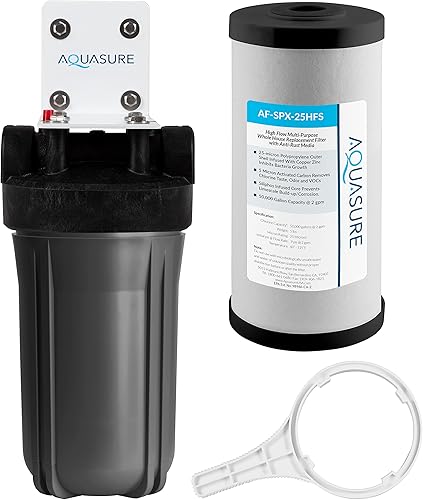 Aquasure Fortitude V2 Series - Sistema de filtro de agua multiusos para toda la casa, de sedimentos, carbono, silifos, antioxidante, bacterias y disponible en Yaxa Colombia