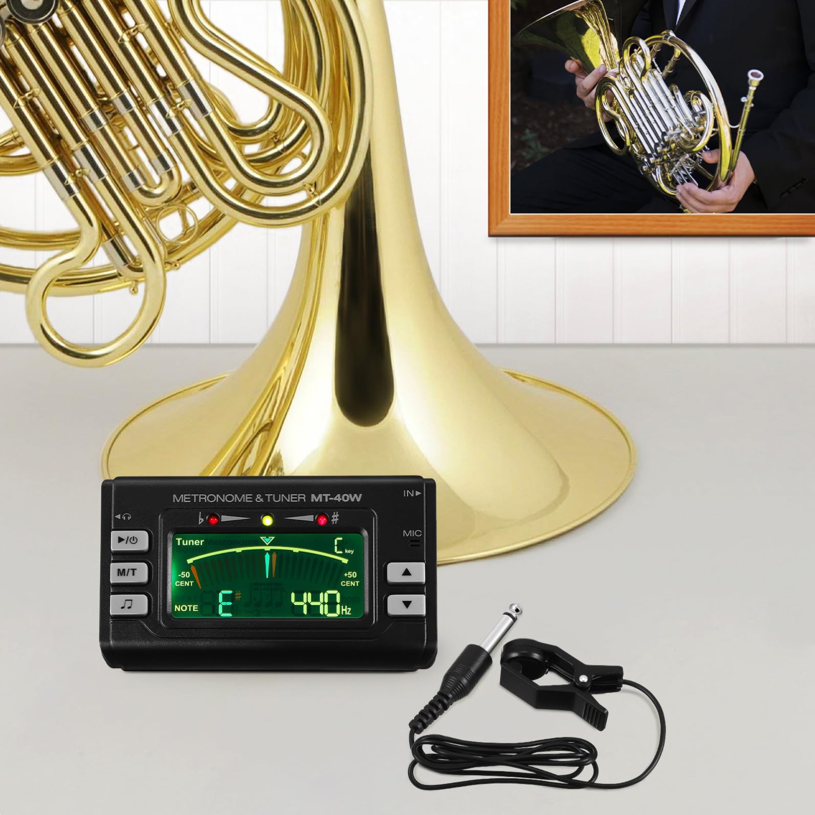 Afinador de Clip para Instrumentos Pantalla LED de Alta Precisión | Cuerpo de Abs, Ajuste para Instrumento de Viento, Uso en Afinación Musical, Accesorio Compacto