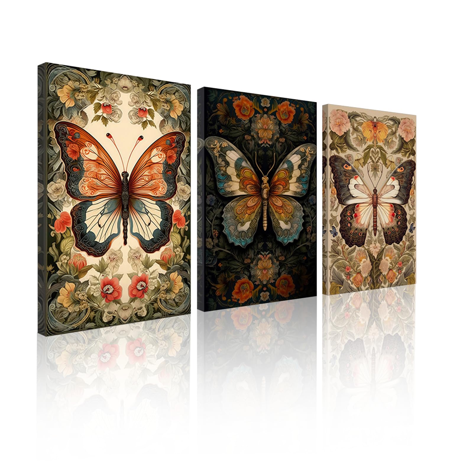 YapitHome 3 cuadros con marco, juego de cuadros de pared vintage Schmetterling,30 x 40 cm cuadro moderno salón para decoraciones,dormitorio,baño,cocina sala