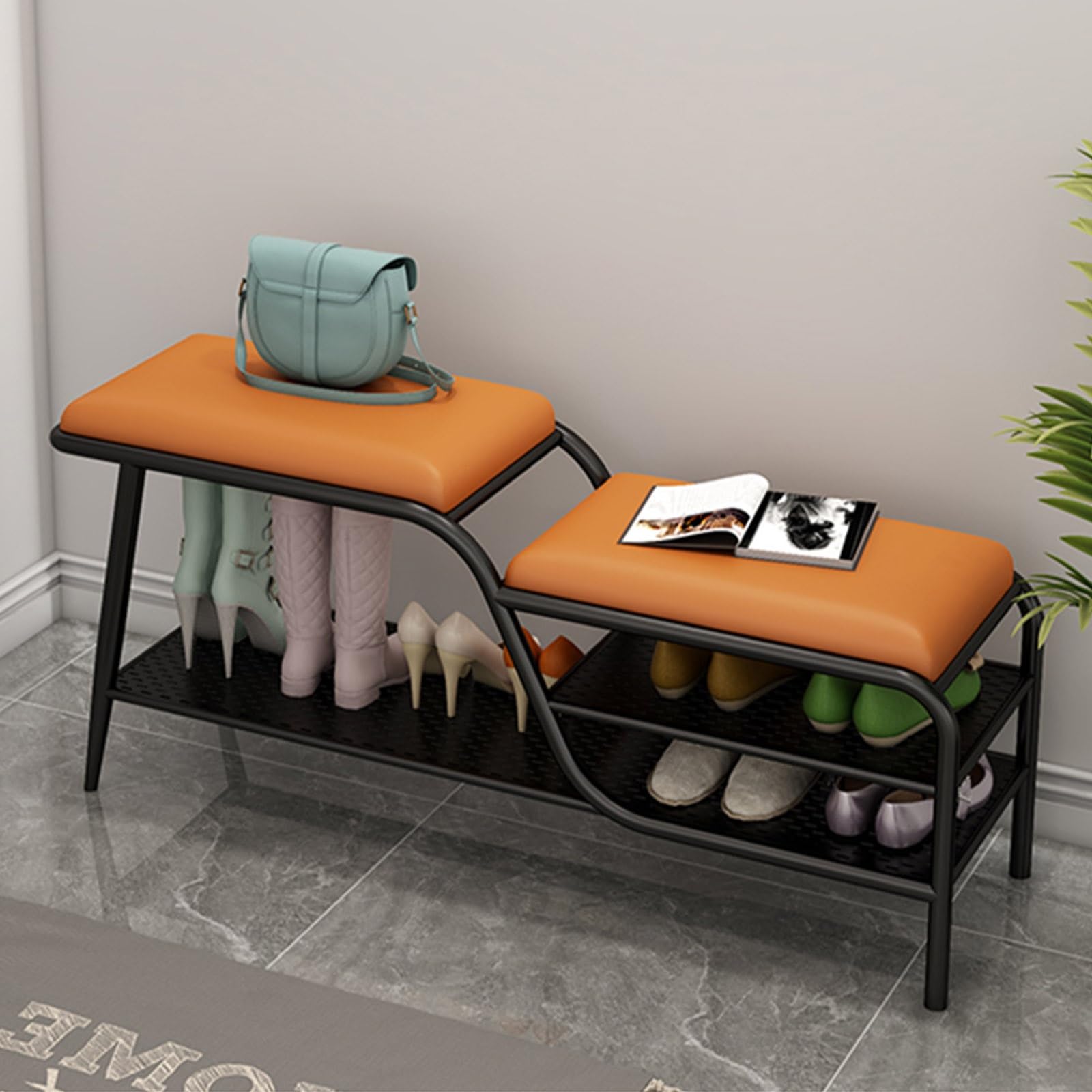 LWJSOCP Padded Shoe Bench Bedroom End-of-Bed Shoe Rack Bench Shoe nizer Storage Bench Indoor Entryway Bench for Hallway and Bedroom(ge 280cm/31.5in)