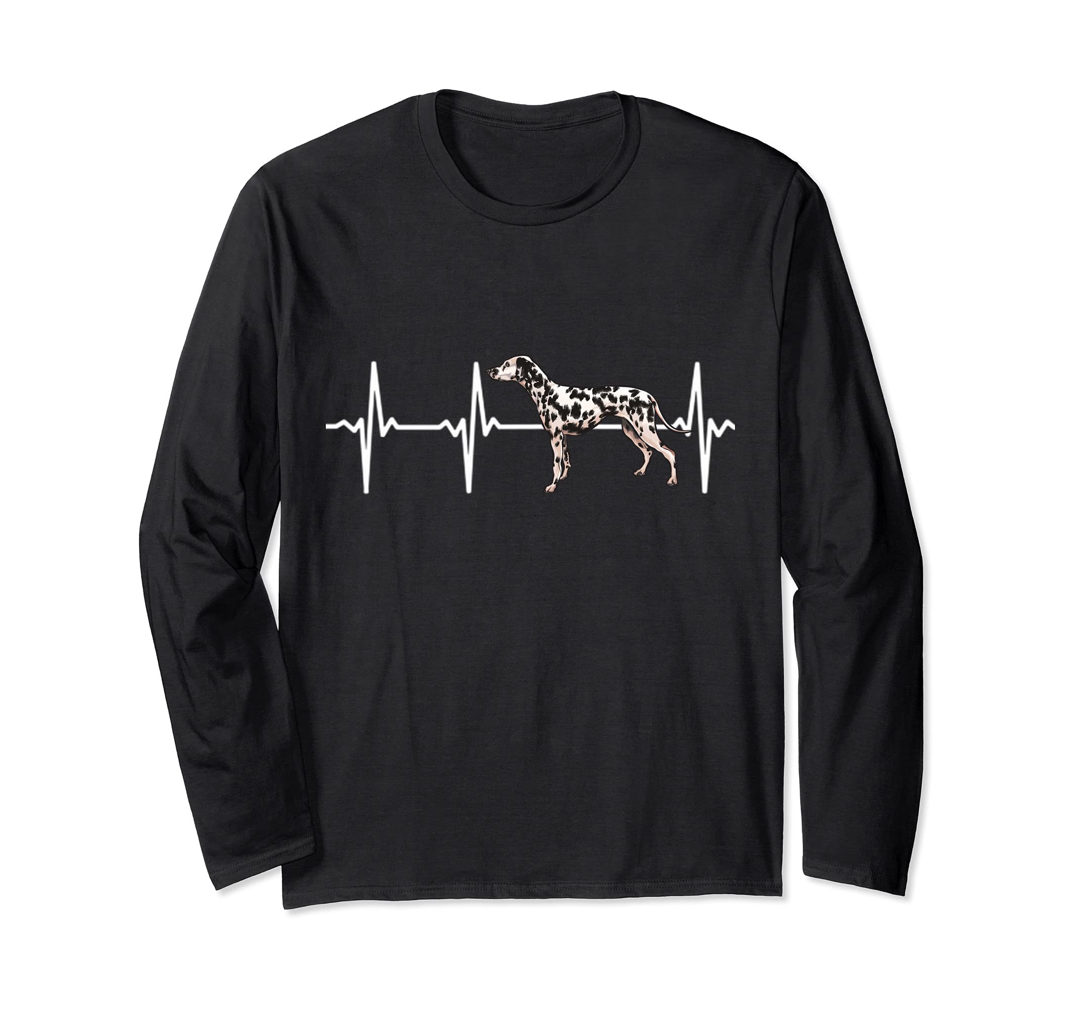 Dalmatian Heartbeat Love My Dog Long Sleeve T-Shirt, Black