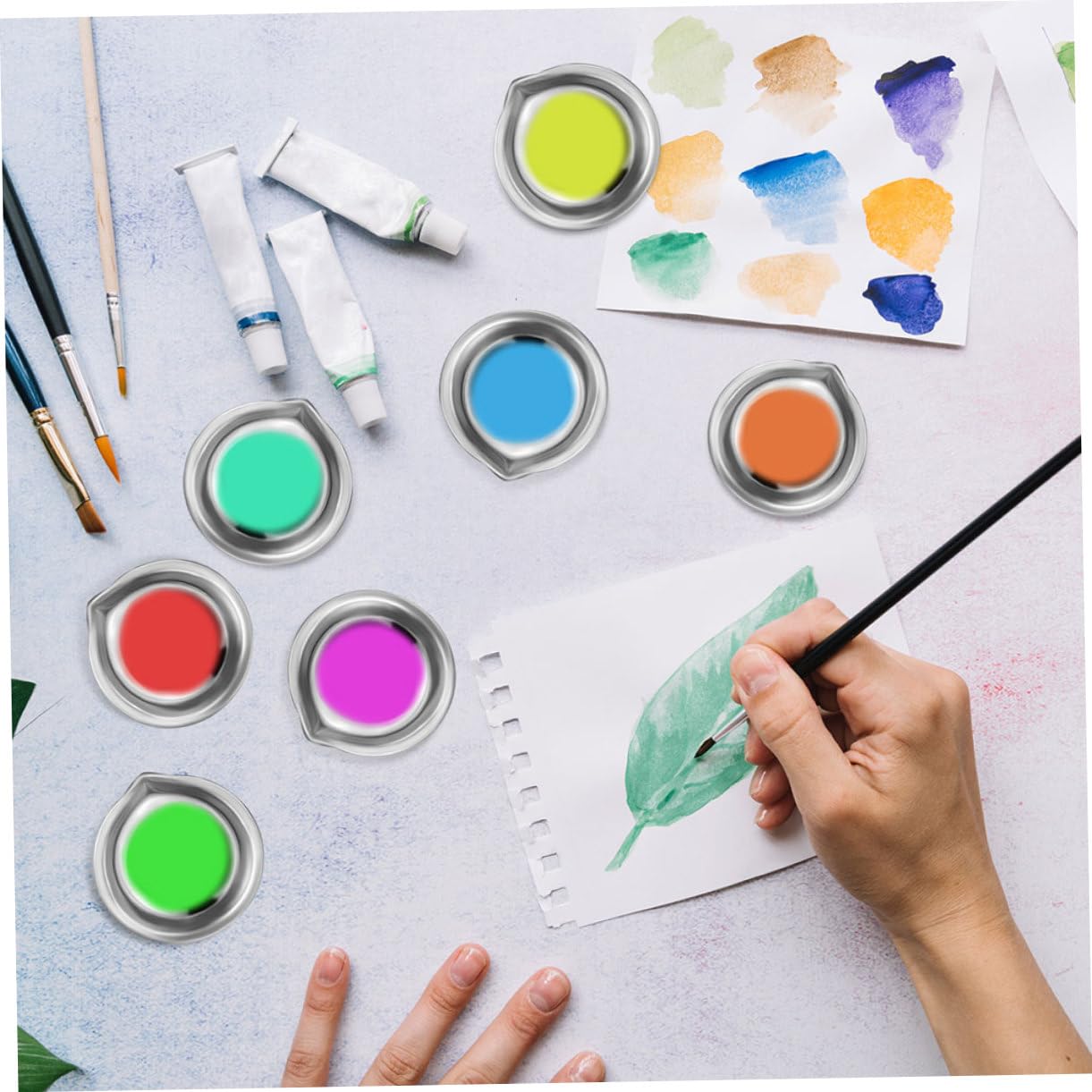 VILLCASE 120 Pcs Palette en Acier Inoxydable Palette De Manucure Plateau De Mélange De Couleurs Palette pour Peinture À l'huile Palette d'artiste Petite Palette D'Aquarelle Petite Palette