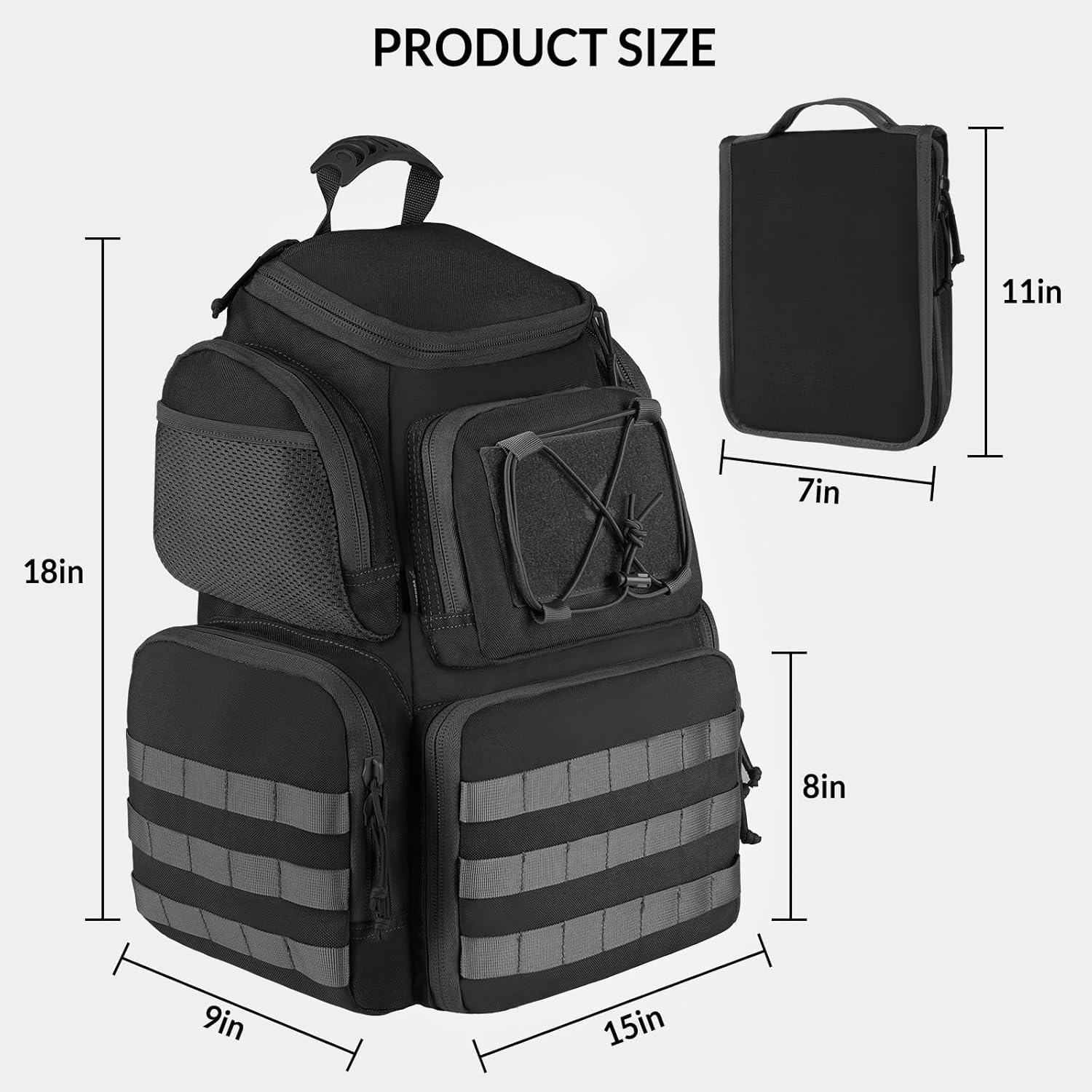 VOTAGOO Tactical Range Backpack for Handguns and Ammo, Gun Cases Bag with 3 Pistol Carrying Cases for Hunting Shooting (Black)