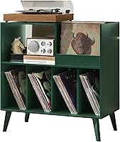 Vista 10 de LELELINKY Soporte grande para tocadiscos, soporte giratorio con almacenamiento, soporte para discos de vinilo con área de visualización, mesa