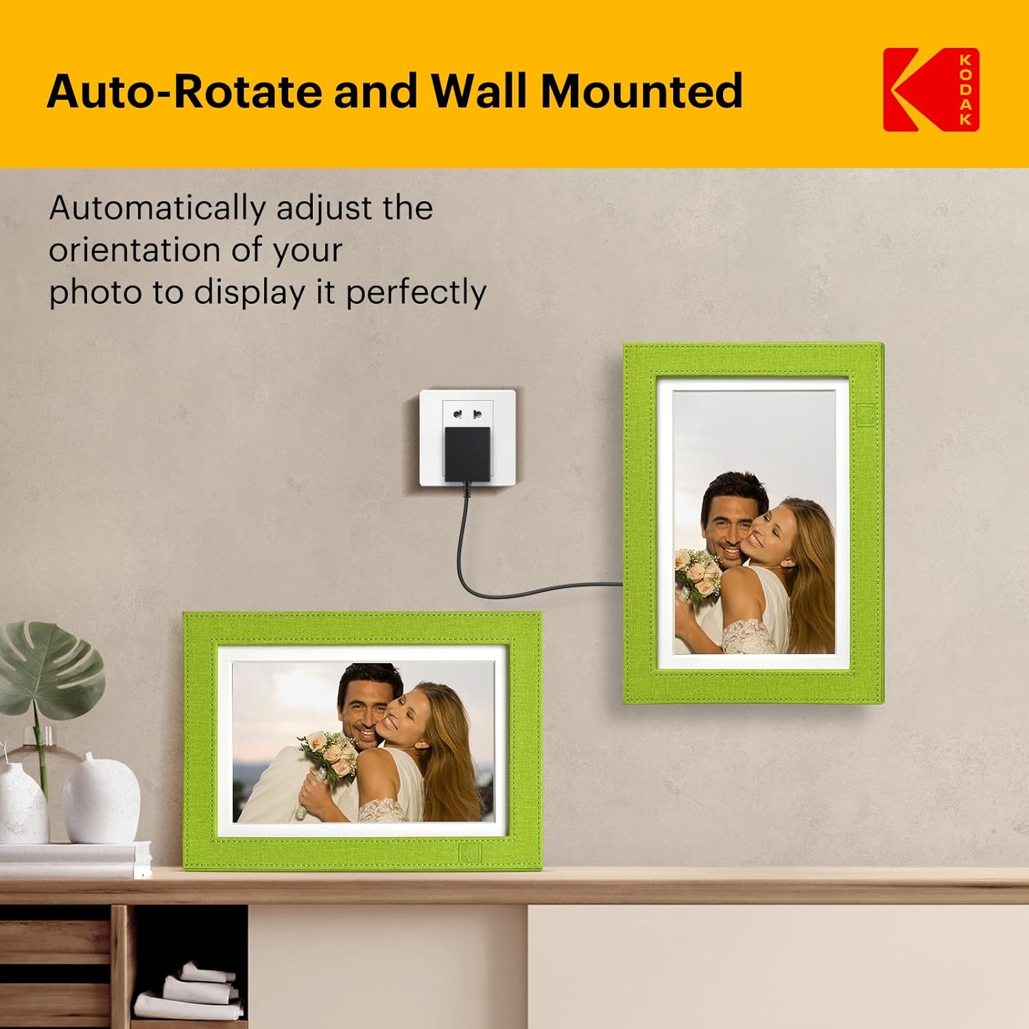 KODAK 8.4 Inch WiFi Digital Picture Frame, 2560 x 1600 IPS HD Touchscreen Digital Photo Frame with 32GB Storage, Easy Setup to Share Photos or Videos Instantly from Anywhere(Green PU)