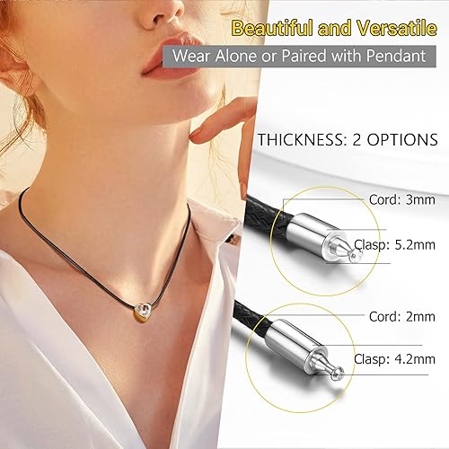 Miniatura 5 de PROSTEEL Collar de cuero trenzado de cuerda encerada de 16 a 30 pulgadas, cierre duradero de acero inoxidable, cadena de cuerda de cera tejida para