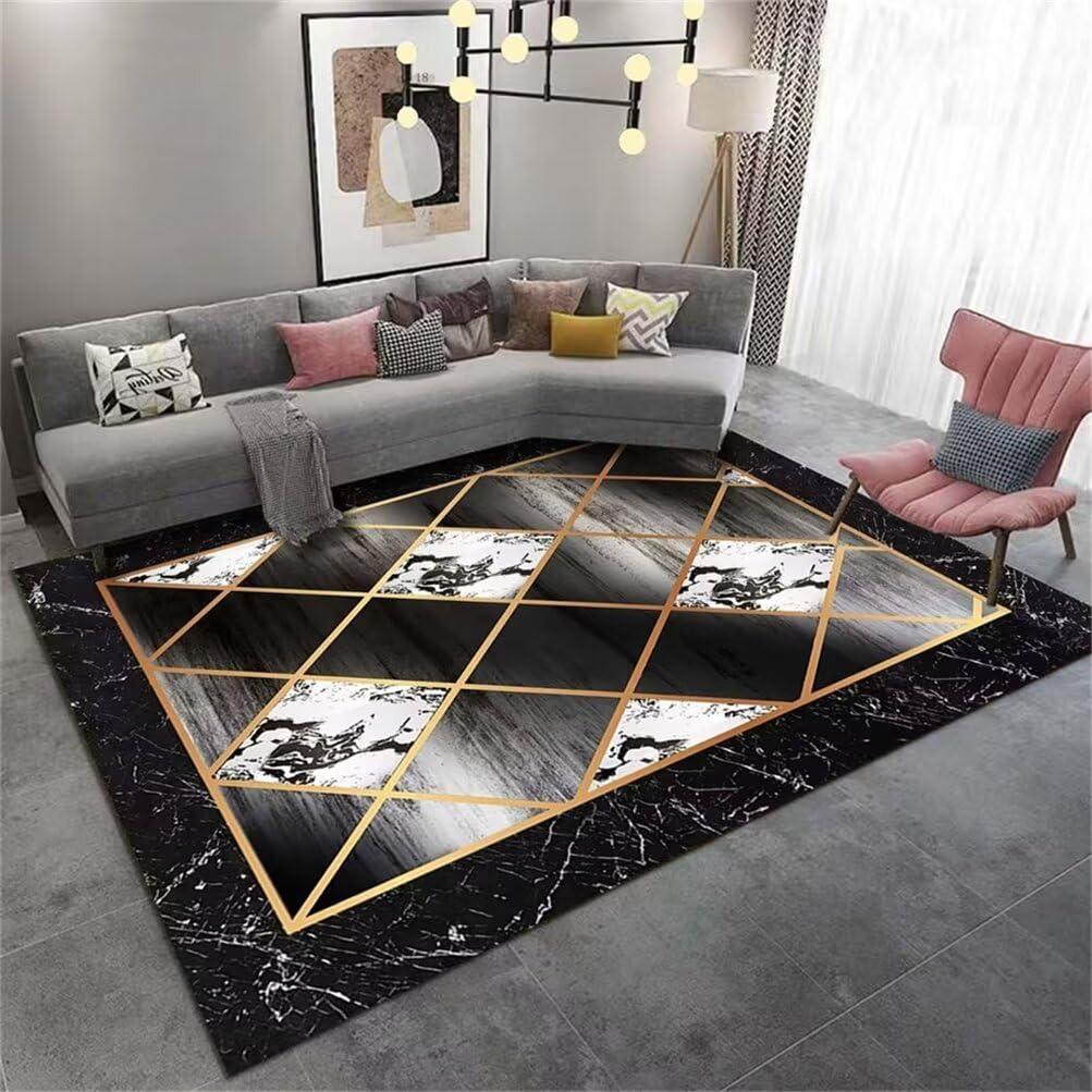 Tapis de chambre adulte pas cher tapis rectangulaire noir 100x200cm