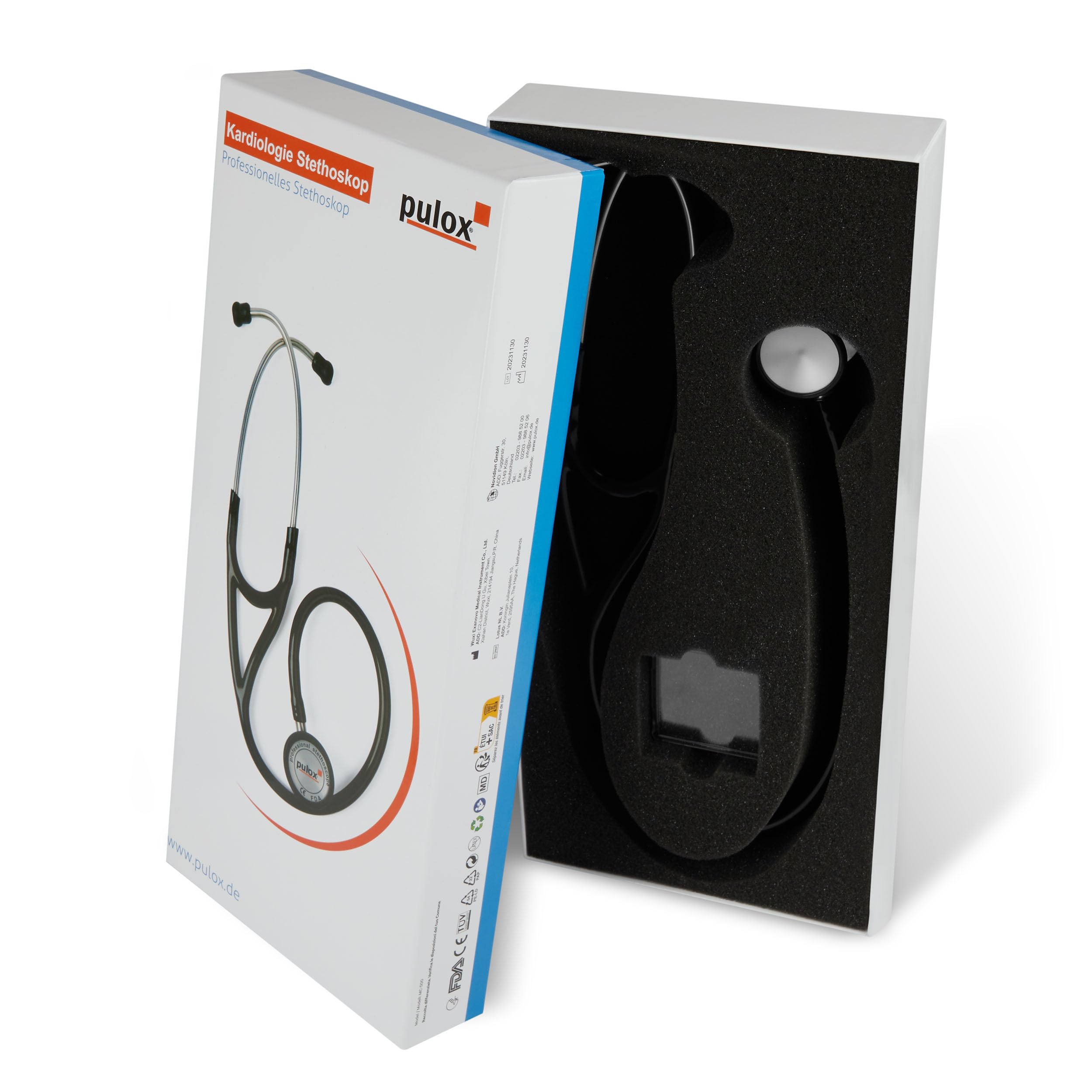 Stéthoscope de cardiologie Pulox - Stéthoscope professionnel monotube avec double pavillon en acier inoxydable
