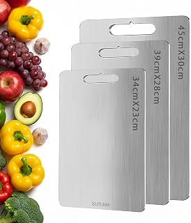 1pc Stainless Steel Cutting Board, Double-Sided Non-Slip Cutting Mat, 1.2mm Thick Anti-mildew Kitchen Worktop, Dishwasher Safe, for Meat, Vegetables and Bread (Small, 34x22.8cm)