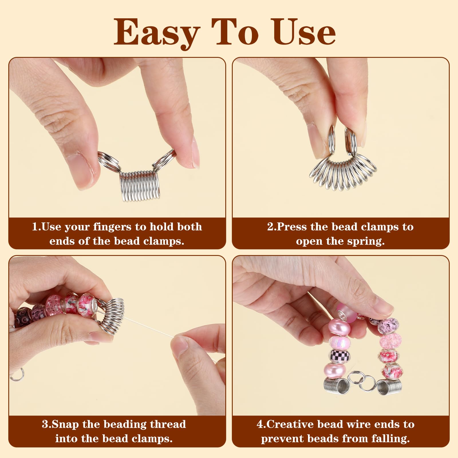 Amazon.com: 20Pcs Bead Clamp for Jewelry Making, Bead Clamps Beads Bracelet  Making Tools to Keep Beads from Falling Off Mini Spring Clamps for DIY  Necklaces Accessories Crafts : Arts, Crafts & Sewing