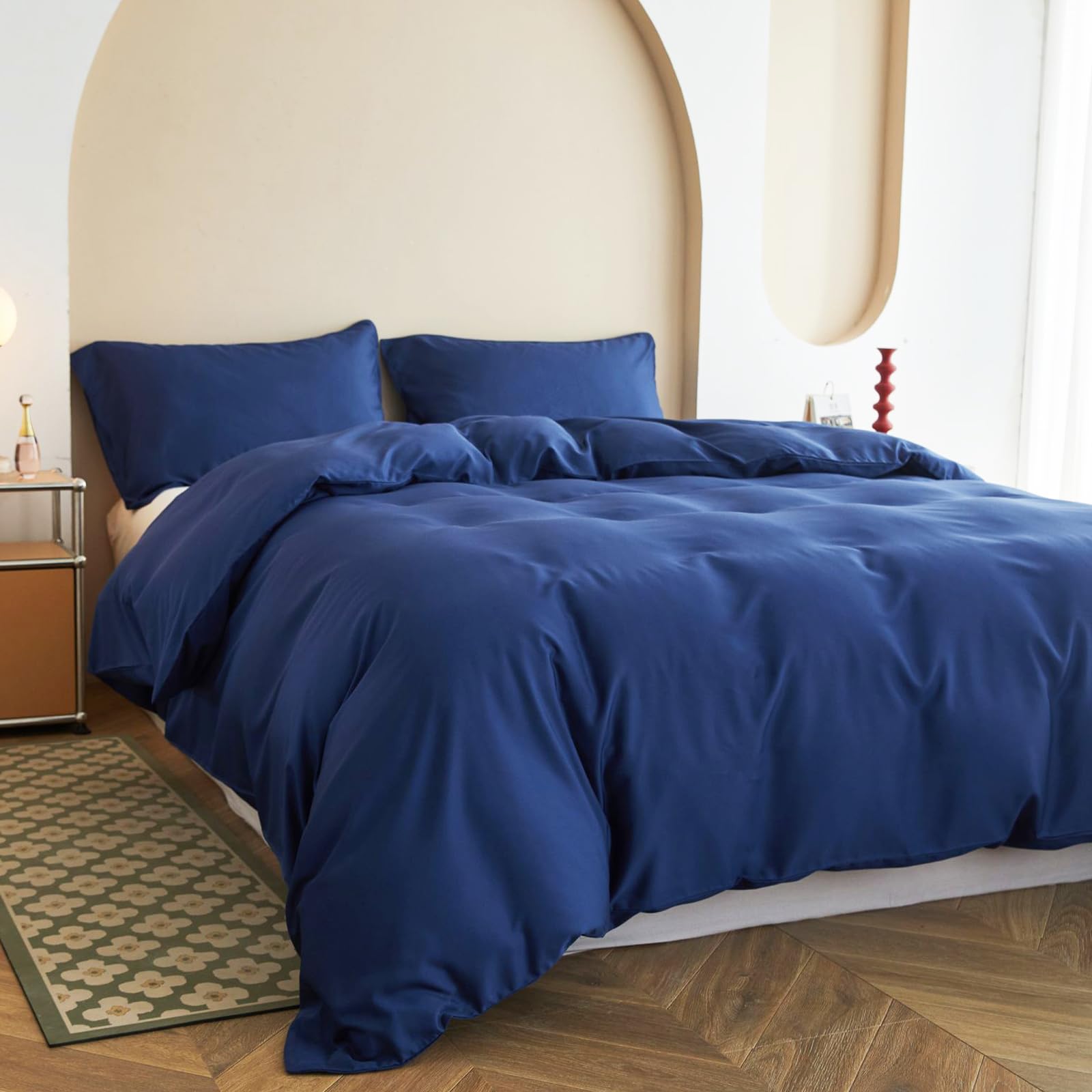 Housse de couette en viscose de bambou 230x220 bleu marine Simple&Opulence