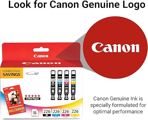 Miniatura 5 de Canon CLI-226 Paquete de color genuino con 50 hojas de papel fotográfico, compatible con iP4820, MG5220, MG5120, MG6120, MG8120, MX882, iX6520,