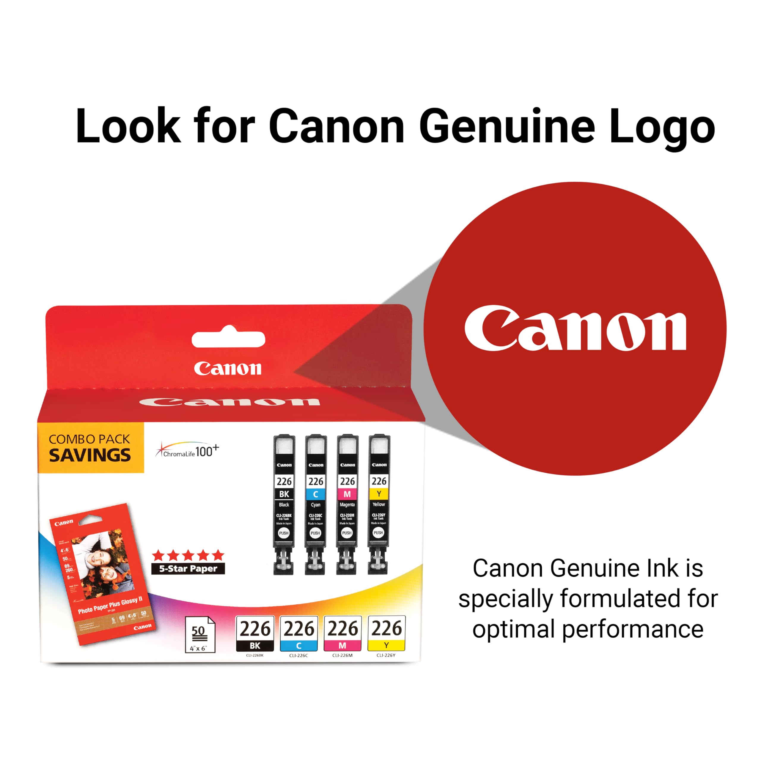 Amazon.com: Canon CLI-226 Genuine Color Pack with 50 Photo Paper