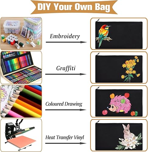 Vista 62 de ZeeDix Bolsa de lona, bolsa de cosméticos multiusos con cremallera, bolsa de lona con cremallera para manualidades, bolsas de maquillaje en blanco