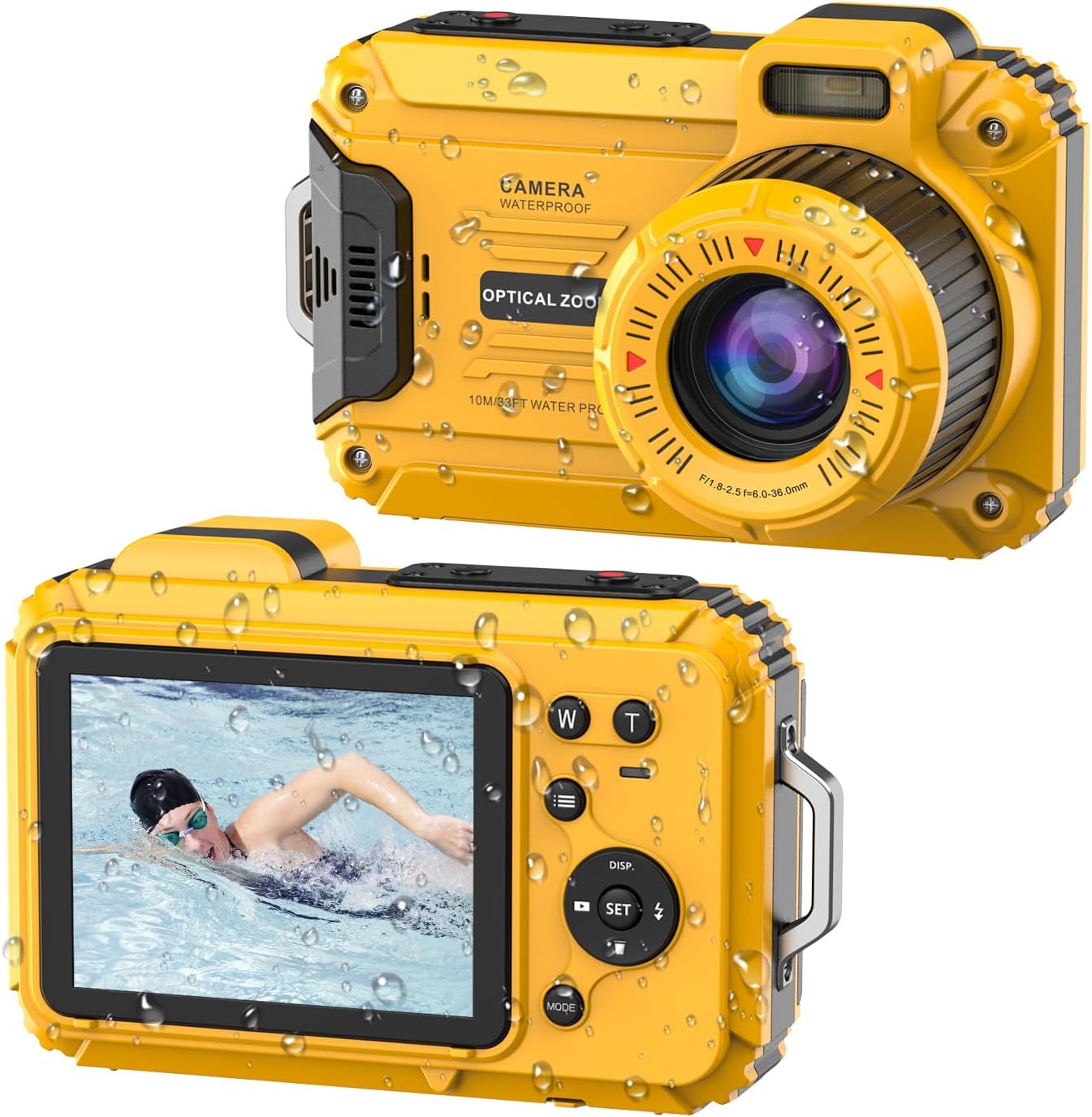 Underwater Camera, 2.7K 56MP 33FT Waterproof Digital Camera with 6X Optical Zoom & 4X Digital Zoom 2.8" IPS Screen, Ideal for Snorkeling, Swimming and Outdoor Adventures with 32G Card