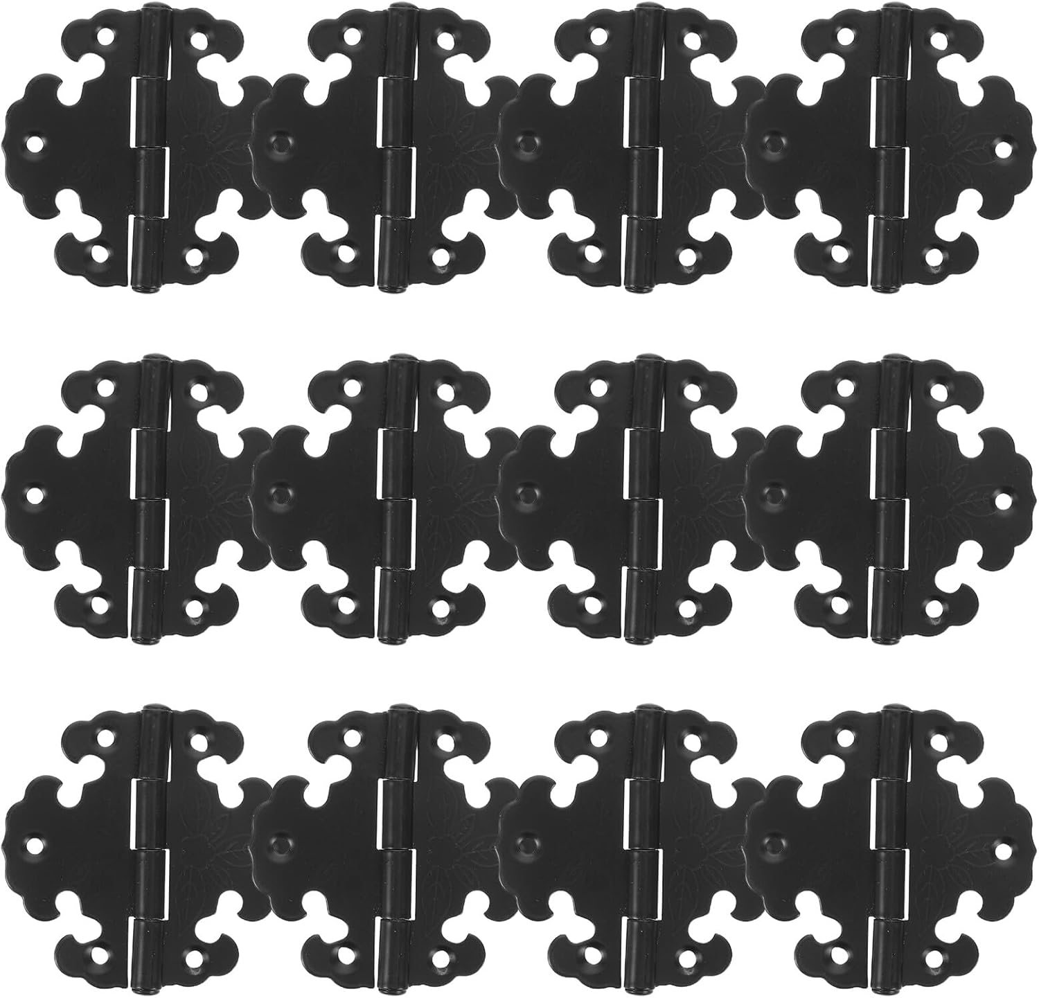 20pcs Antique Black Cabinet Hinges Vintage Metal Door Hinges for Wooden Jewelry Boxes and Kitchen Cabinets Retro Decorative Hardware