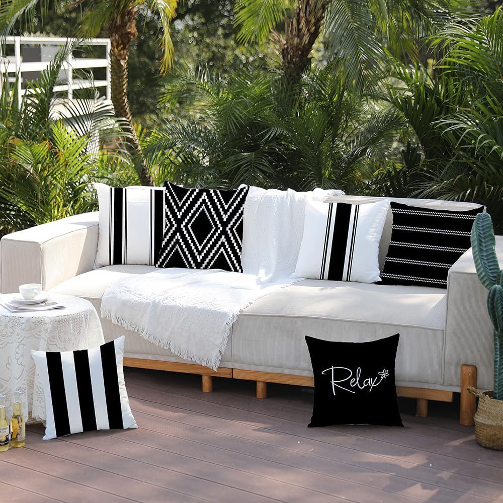 DFXSZ Outdoor Pillow Covers 20x20 Inch Set of 4 Waterproof Modern Geometry Throw Pillows Outdoor Summer Waterproof Decor for Patio Funiture Garden Polyester Cushion Covers 013A