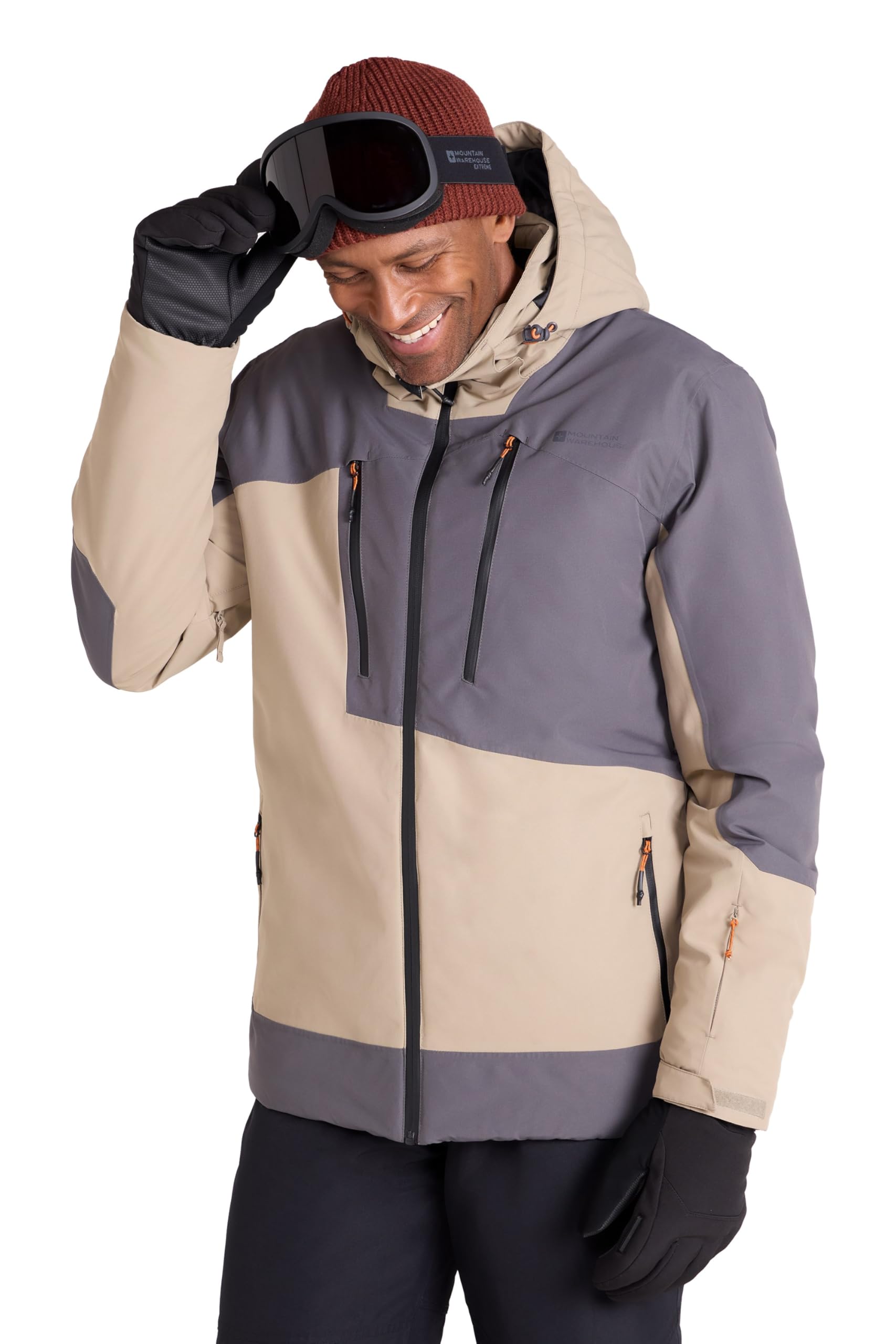 Mountain Warehouse Supernova Mens Ski Jacket - Warm, Breathable, Waterproof & Padded Coat, Thermal Tested -30°C - Best for Autumn, Winter, Skiing, Winter Sports Dark Beige M