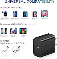 Vista 6 de Cargador para iPhone de carga rápida USB C, cargador tipo C, carga iPad con cable de carga C de 6 pies, compatible con iPhone14/14 Pro Negro