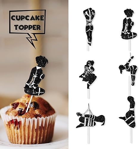 Miniatura 2 de 18 piezas de decoración de postre con purpurina negra para maquillaje divertido, salida nocturna, despedida de soltera, fiesta de película,