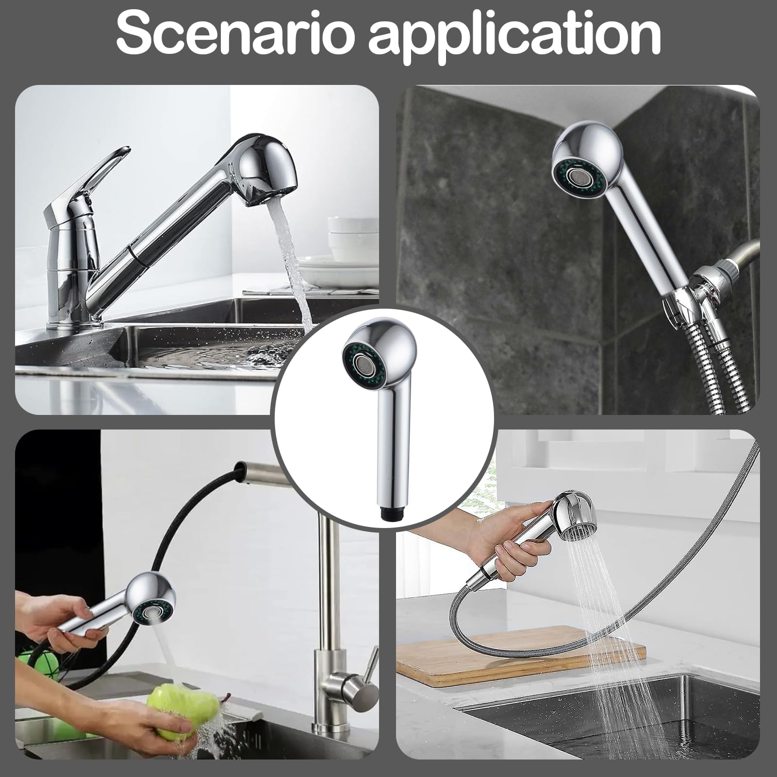 Douchette Robinet avec 2 Jets pour Evier Cuisine - Tête de Rechange pour Lave-vaisselle, Mitigeur Extractible