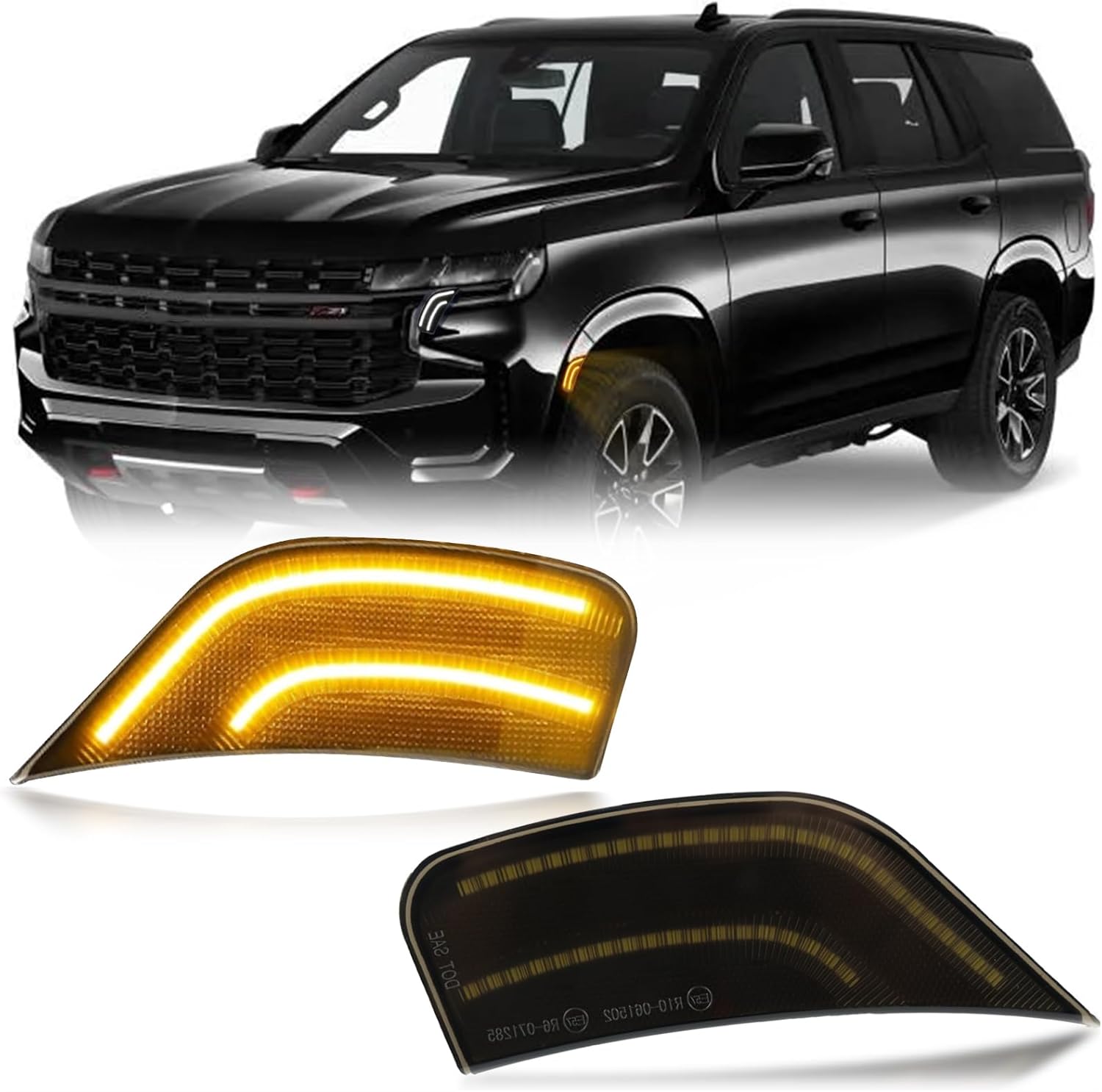 Smoked Lens LED Side Marker Light Compatible with 2021-2025 up Chevrolet Tahoe/Suburban/GMC Yukon/Yukon XL/Yukon Denali/Cadillac Escalade ESV Amber Front Turn Signal Lamp (AMBER LIGHT)
