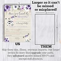 Vista 8 de AmandaCreation - Invitaciones para baby shower con temática de vaca floral morado acuarela, 20 tarjetas de relleno de 5 x 7 pulgadas con veinte