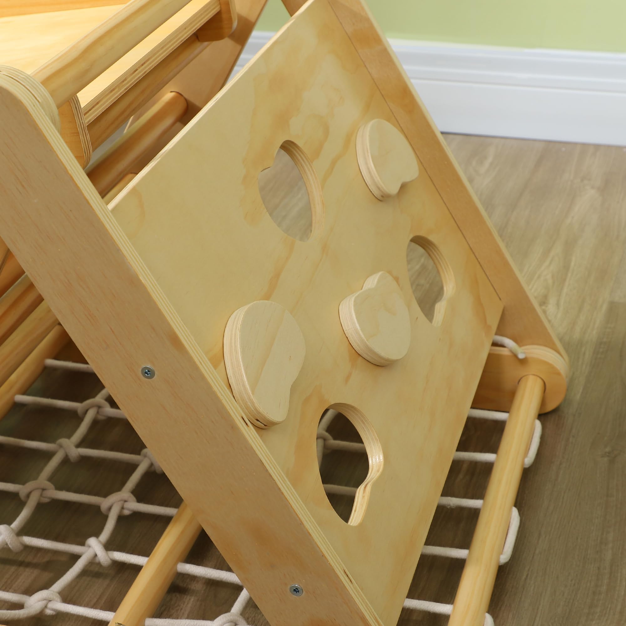 AIYAPLAY Montessori 7 in 1 Struttura da Arrampicata per Interni in Legno con Arco e Scivolo