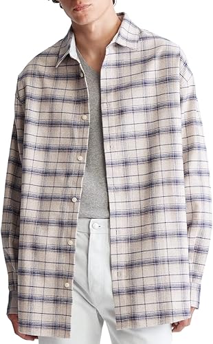 Calvin Klein Camisa fácil de botones a cuadros para hombre