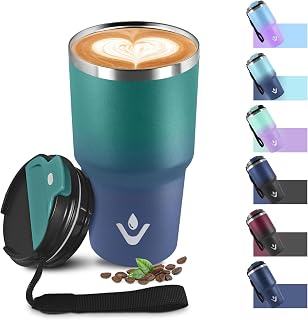 Thermobecher Isolierbecher, 600ml Edelstahl Travel Mug, Doppelwandig Vakuum Kaffeebecher mit Deckel, Auslaufsicher Kaffeetasse, kompakt passend für Autotassenhalter Kaffee-to-go Beche, Autobecher