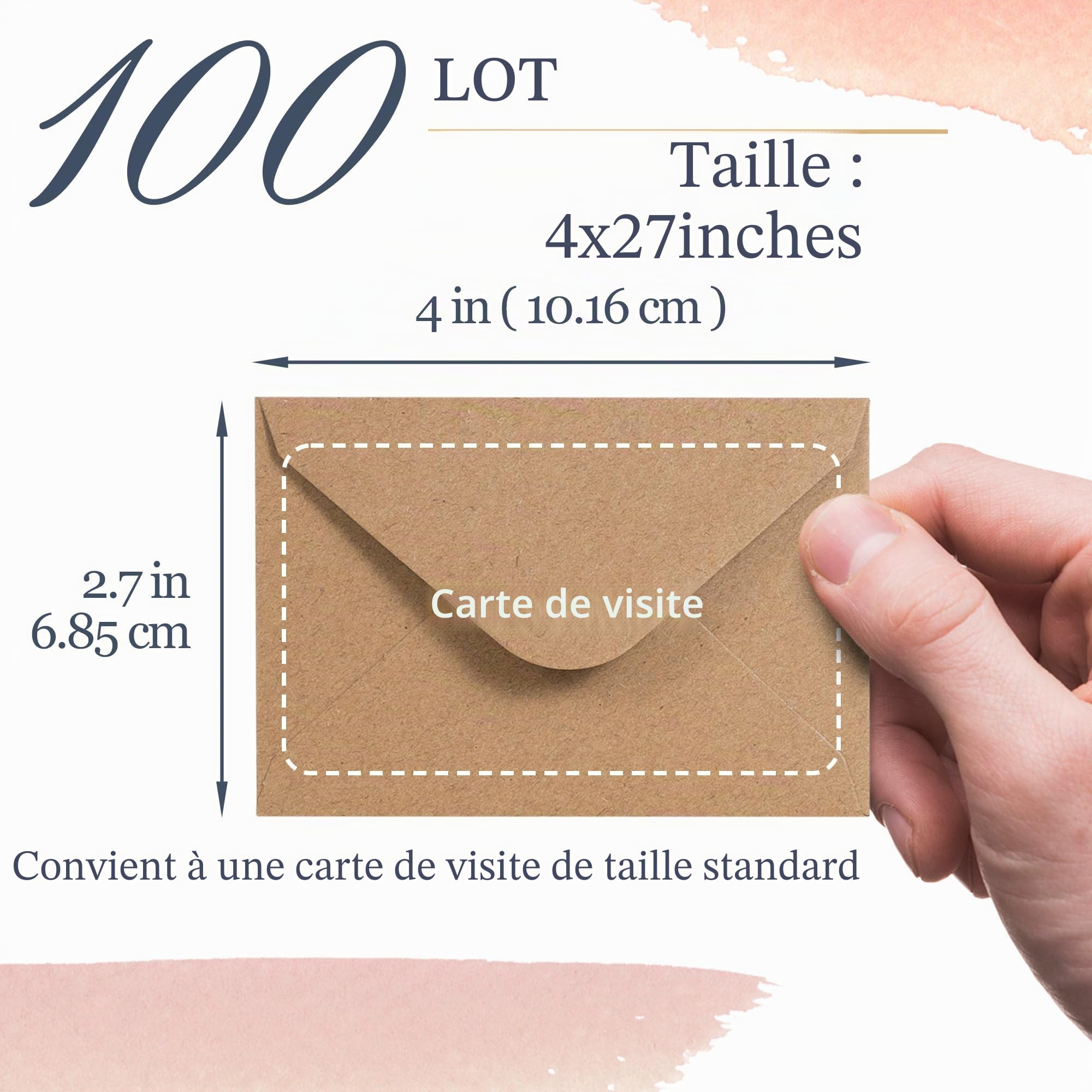 MATICAN Lot de 100 mini enveloppes kraft marron - 10,2 x 7 cm - Idéales pour les cartes cadeaux, mariages, affaires, anniversaires
