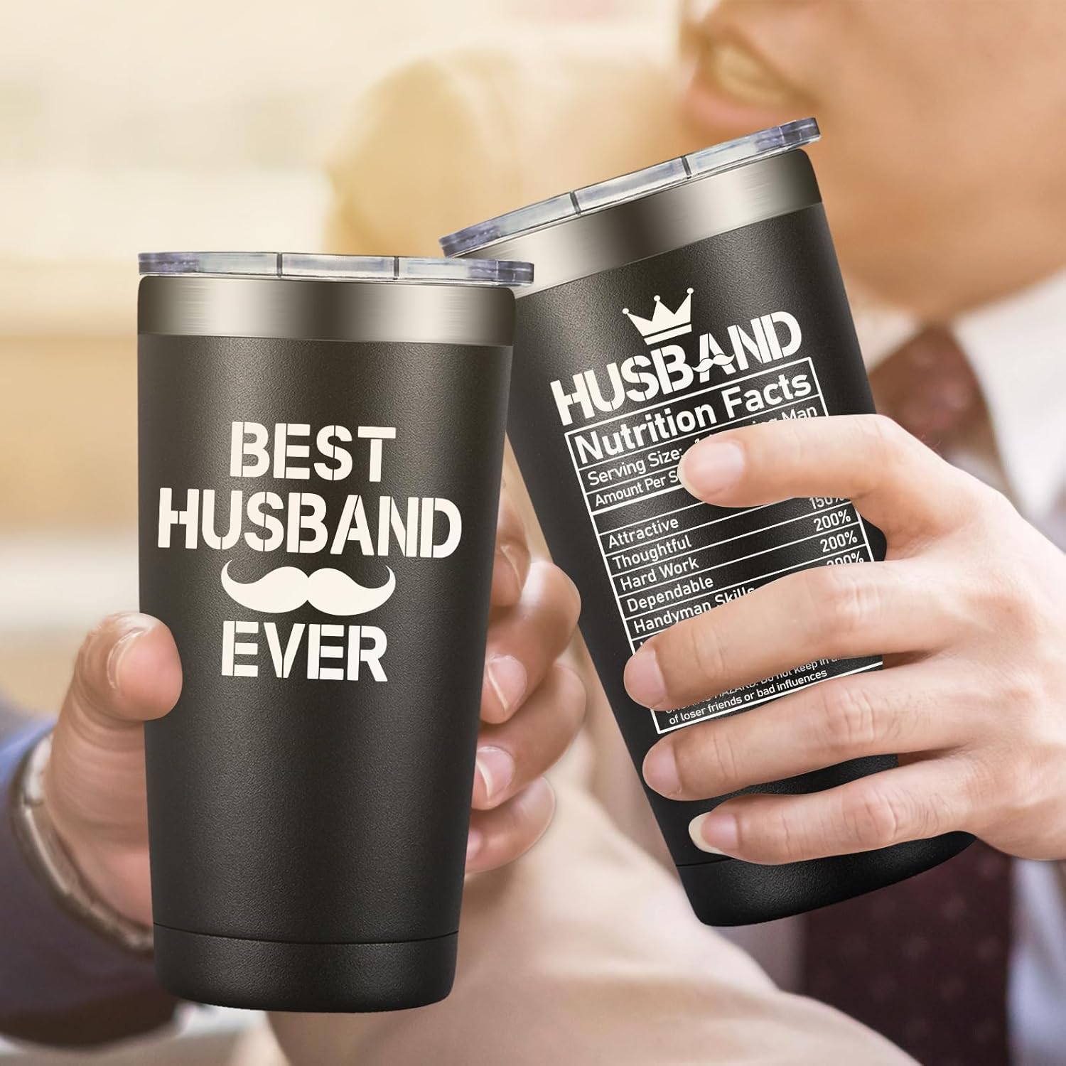 Grifarny Husband Gifts - Husbands Christmas Gift Ideas - Best Husband Ever Tumbler 20oz - Anniversary, Valentines Day, Fathers Day, Birthday Gifts for Husbands, Hubby from Wife - Image 6