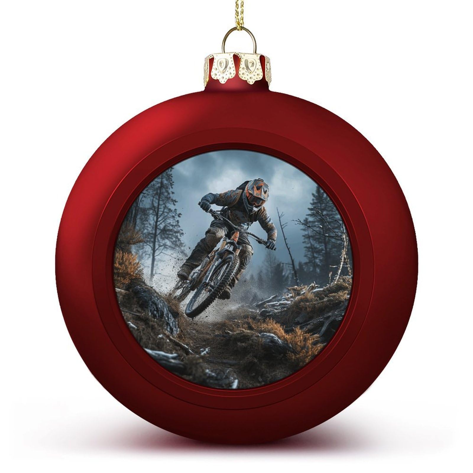 Christmas Tree Ornaments, Mountain Bike Tournament Print Hanging Tree Decorations Christmas Ornaments Perfect for Tree, Holiday Decor