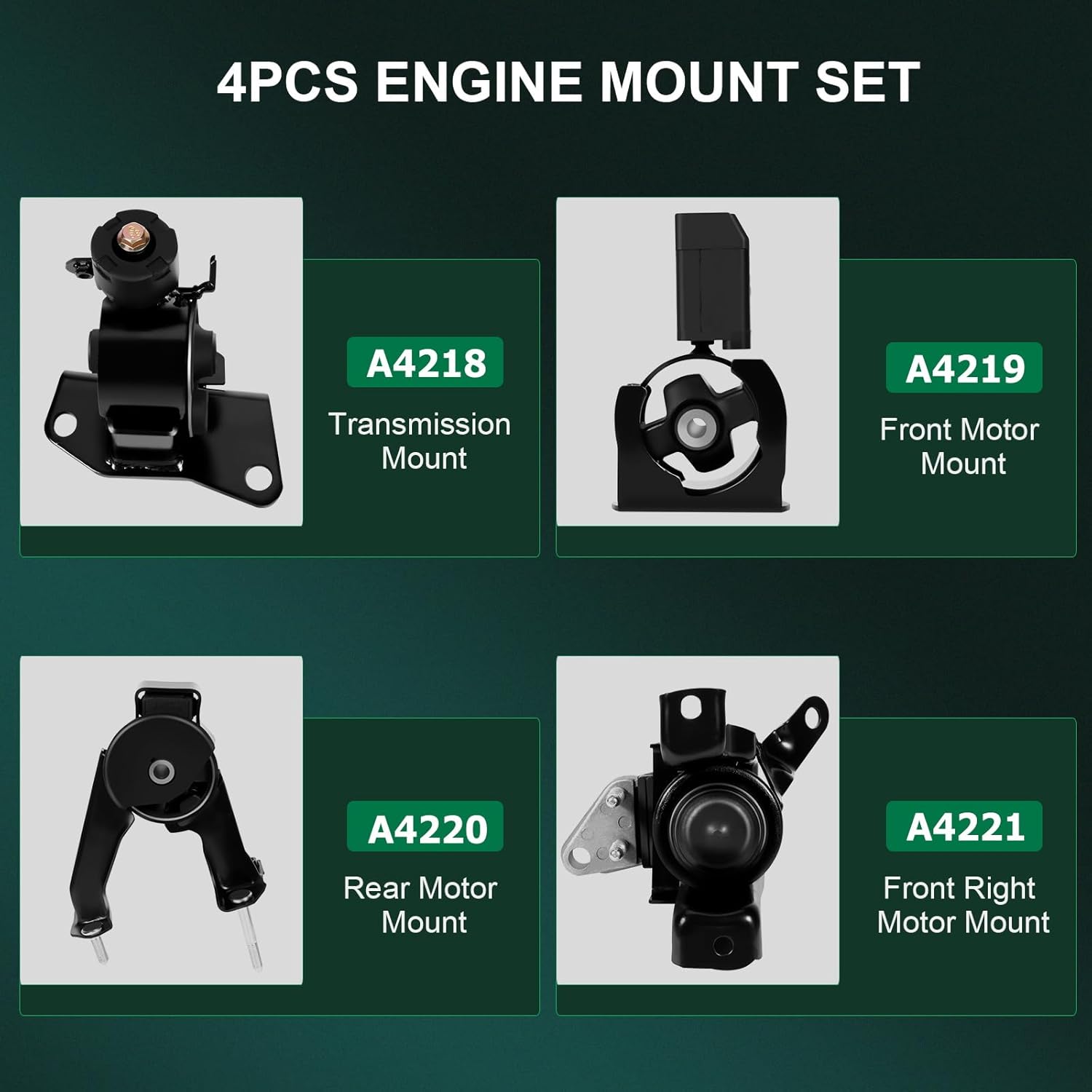 SCITOO Engine Mounts Set 4PCS A4219 A4221 A4220 A4218 Compatible with for Toyota for Corolla 2003-2008 Matrix 2003-2006 for Pontiac Vibe 2003-2008 1.8L