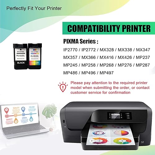 Miniatura 2 de Cartucho de tinta de repuesto 810XL 811XL compatible con cartuchos de tinta Canon PG-810 CL-811, funciona para impresoras Pixma IP2770 IP2772 MP245
