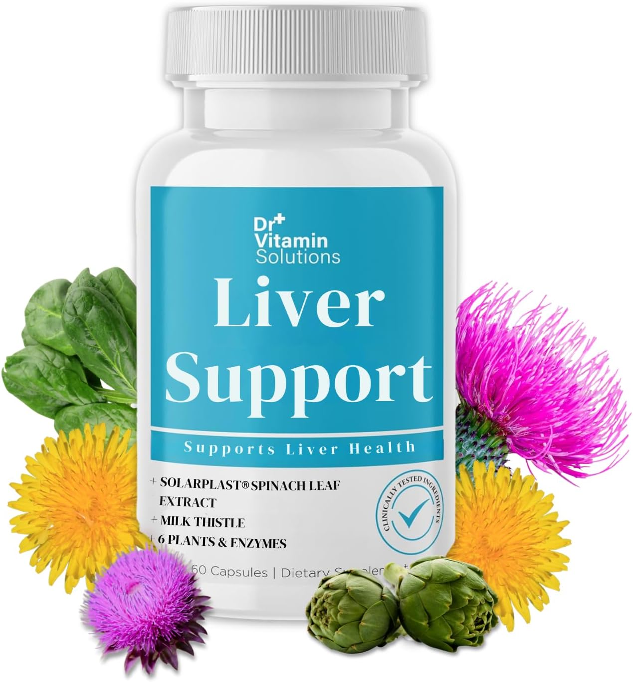 DR VITAMIN SOLUTIONS Liver Cleanse Detox and Repair – Milk Thistle Supplement with Chlorophyll, Digestive Enzymes, Artichoke & Dandelion for Natural Gallbladder Support, 30 Vegan Capsules