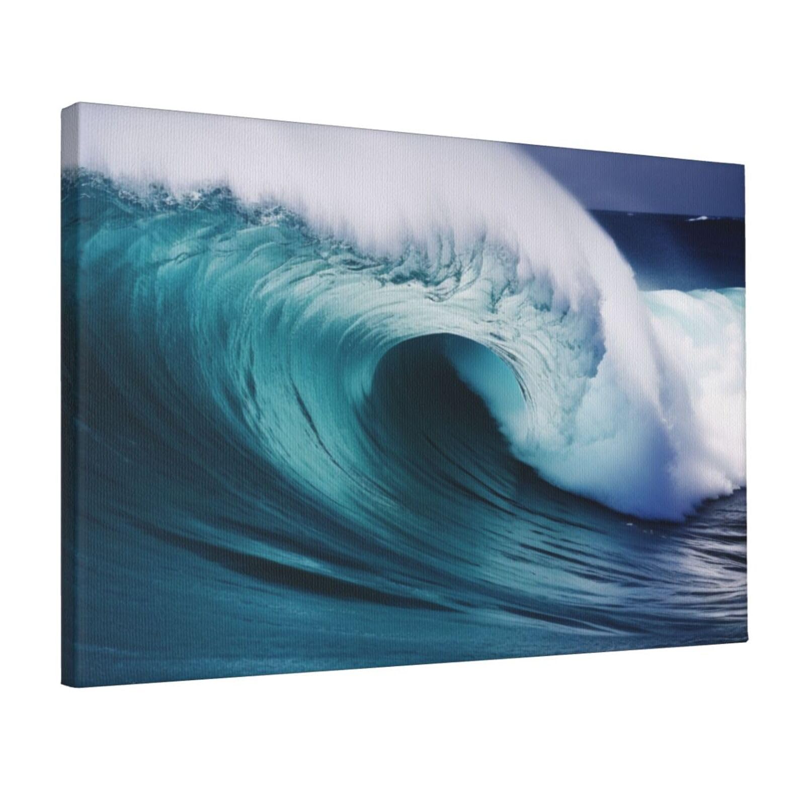 YKLJG Big Sea Wave HD Printed Wall Art Canvas Prints 45x30 CM Wooden Framed Picture Painting Artwork for Bedroom Kitchen Home Office Decor