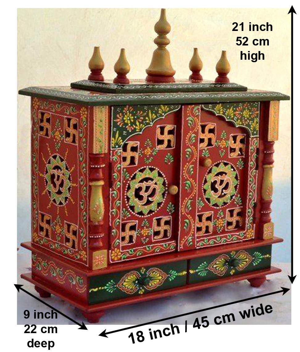 Home and Bazaar Rajasthani Ethnic Handcrafted Wooden Temple/Mandir/Pooja Ghar/Mandapam