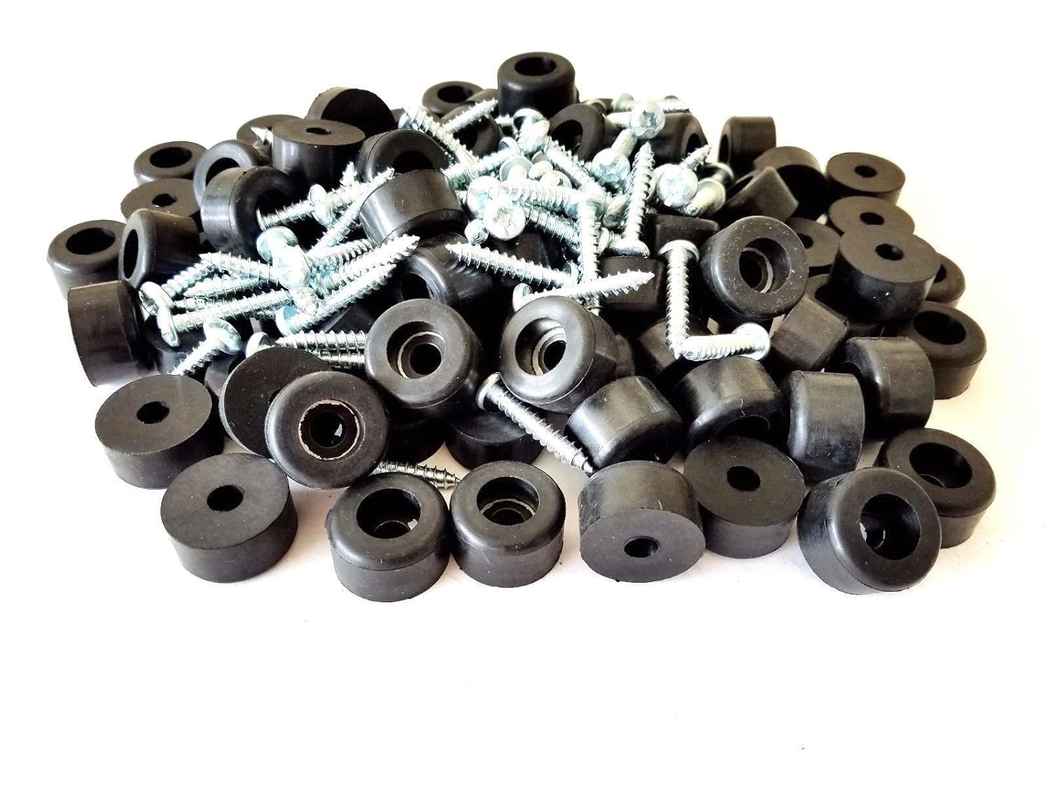Lot of 25 Rubber Bumper Feet 1 Diameter 5/8 Height + Screws & Metal Washer Built-in