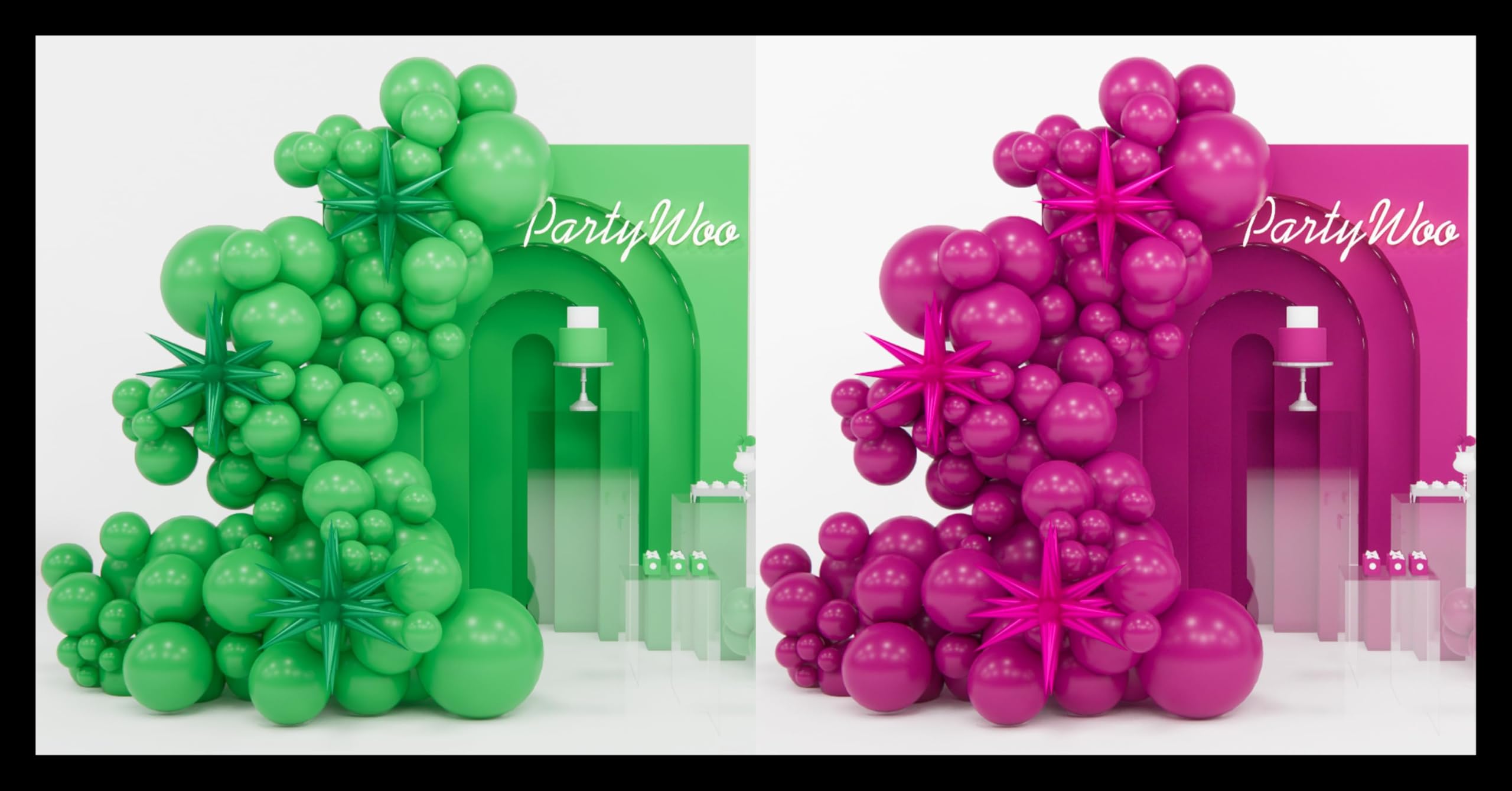 PartyWoo Malachite Green Balloons 110 pcs and PartyWoo Jazzberry Jam Pink Balloons 110 pcs