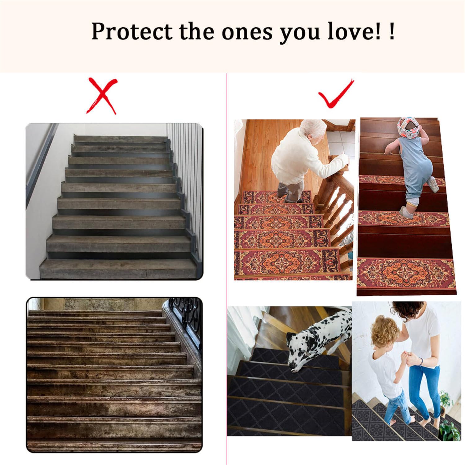 Tappetini antiscivolo per scale, lavabili in lavatrice, tappetini di sicurezza per anziani, bambini e animali domestici, colore caffè, resistenti e facili da pulire, 15 pezzi