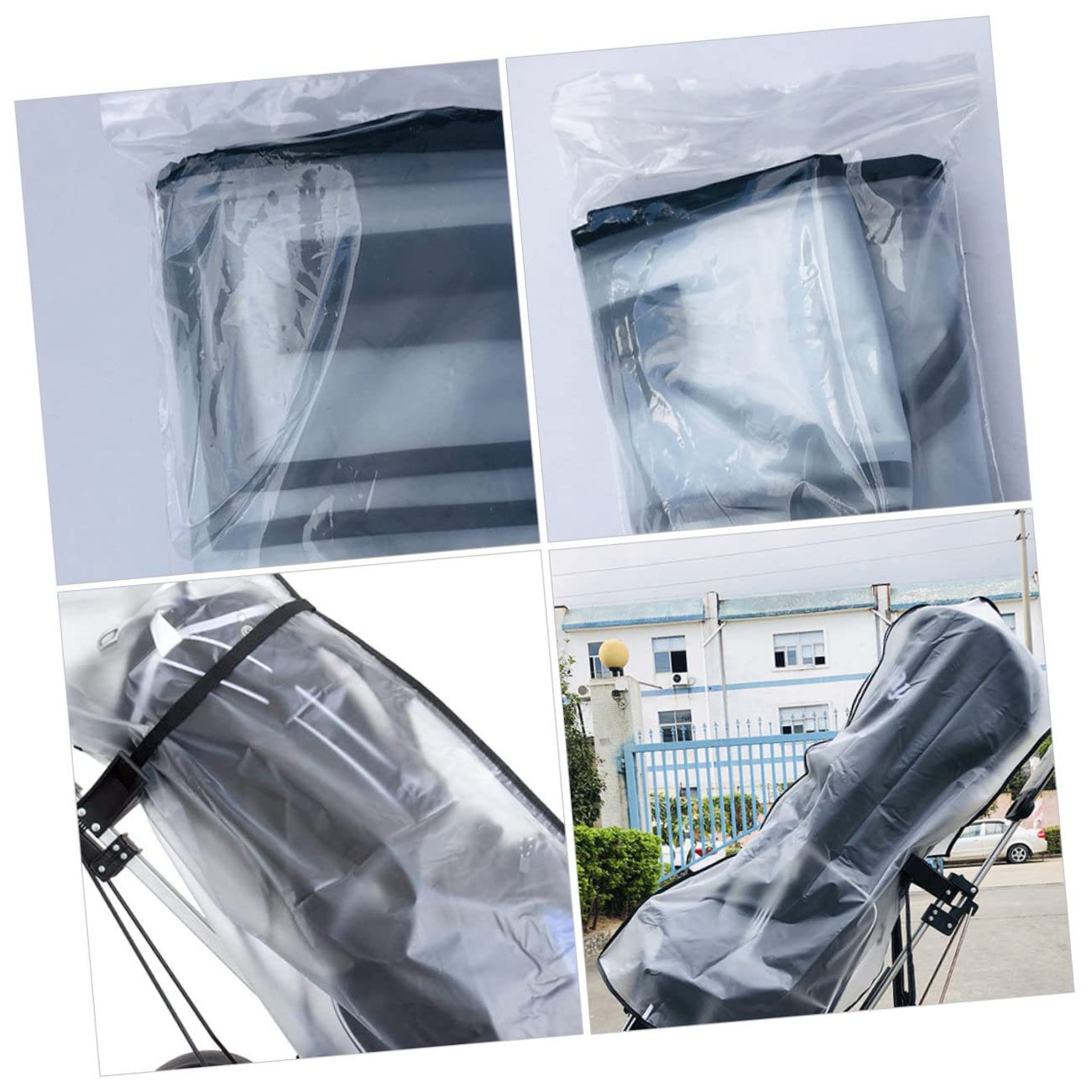 Leichte Pvc Regenhülle für Golfwagen Einfache Handhabung Transparente Schutzhülle als Regenschutz für Einkaufswagen oder Golfcart