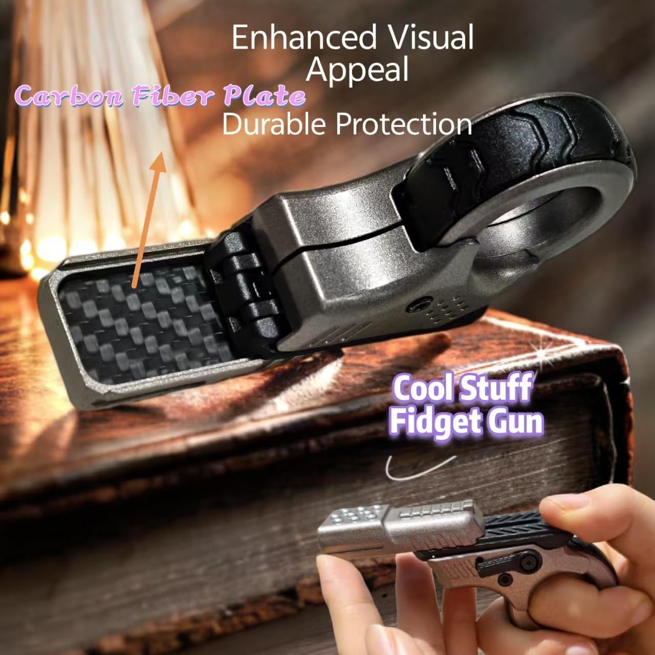 Metal Fidget Gun Slider Toy for Adults - 5-in-1 Stress Relief Modes, Zinc Alloy Folding Ratchet Pistol with Haptic Feedback, Portable Desk Toy for Anxiety & ADHD