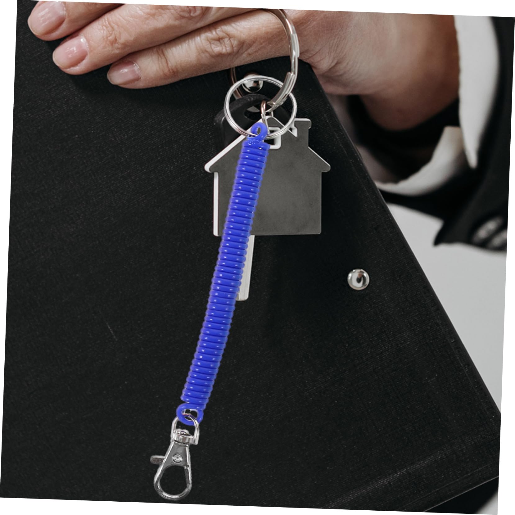 Mikikit Spring Phone Chain Lanyard Stretch Cord Keychain Anti-lost Rope for Keychains