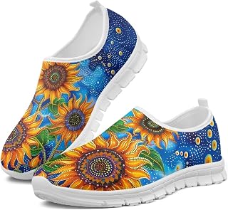 Jeiento Yellow Sunflowers Butterfly Loafers for Women Slip on Casual Walking Shoes