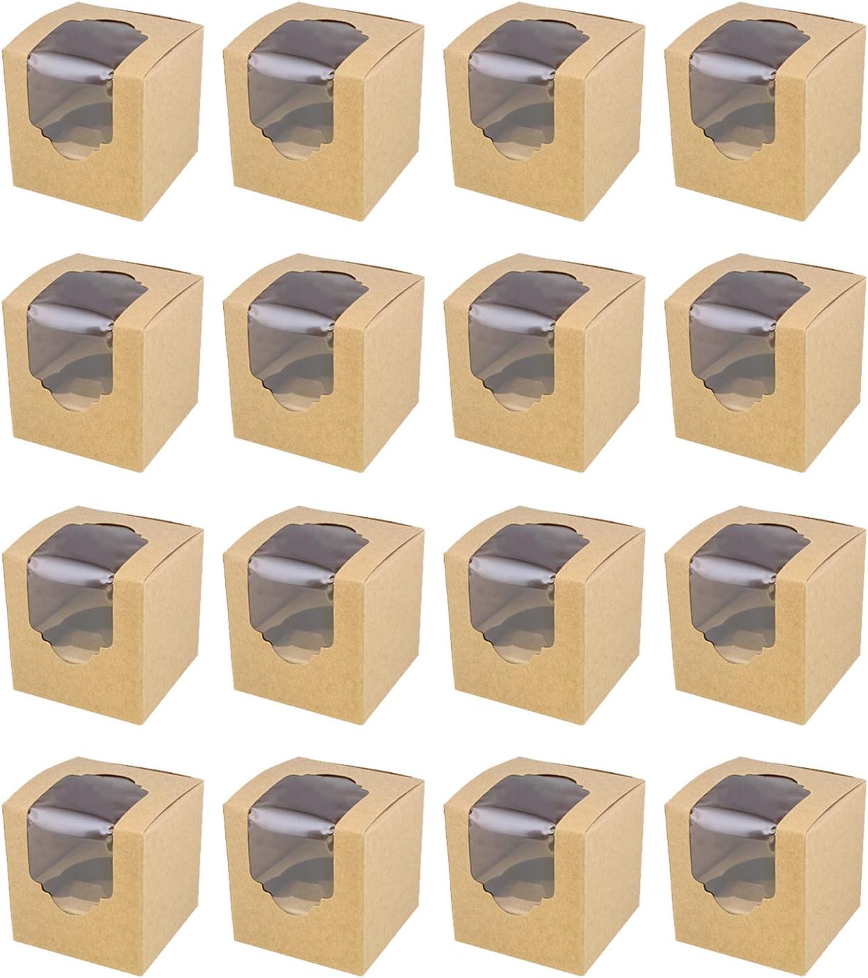 Spec101 Mini Cupcake Boxes Bulk Pack of 100 Single Kraft Brown To Go Disposable
